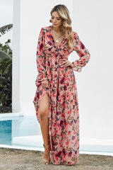 Beautiful Boho Floral Flounce Long Sleeve Maxi Dress