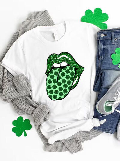 Lucky Lips Clover Edgy Graphic Tee | 3 Colors