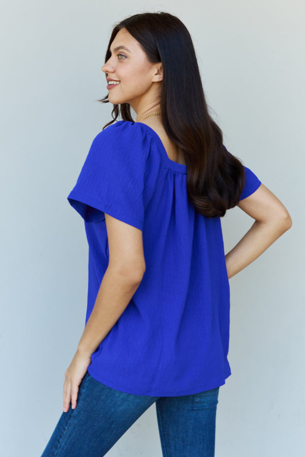 SALE! Royal Blue Square Neck Blouse