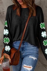 Lucky Clover Sequin Sleeve Sweatshirt