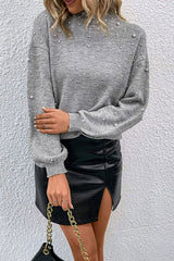 Cascading Pearl Dropped Shoulder Sweater