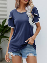 Harper Pom Trim Flutter Sleeve Tee | 6 Colors