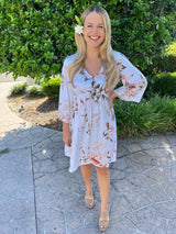 Express Yourself Floral Flare Sleeve Mini Dress *PRE-ORDER* - Black Feather