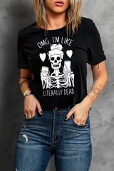 Skeleton Fall Halloween Graphic Tee