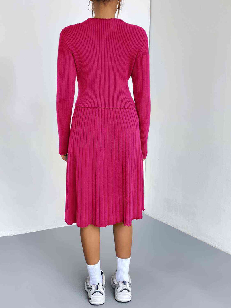 Knit Couture Sweater and Pleated Skirt Set | 4 Colors