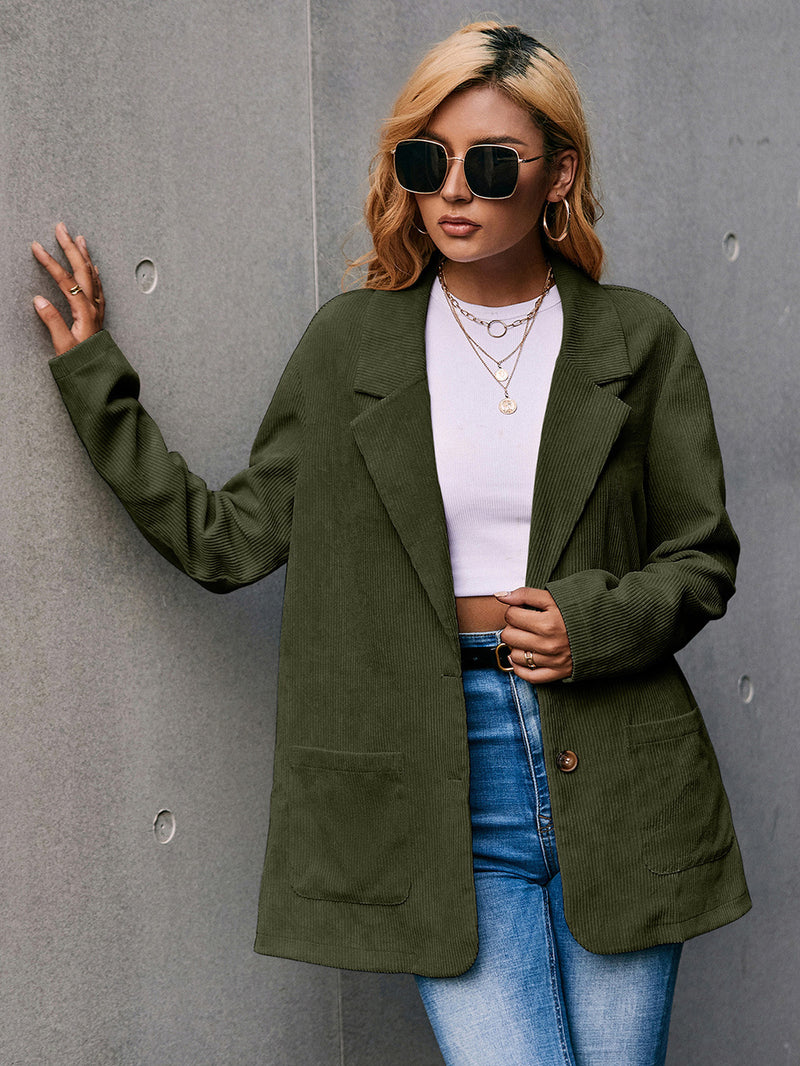 Boyfriend Corduroy Pocketed Blazer | 2 Colors