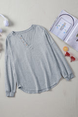 Heavenly Henley Button Curved Hem Pullover | 3 COLORS