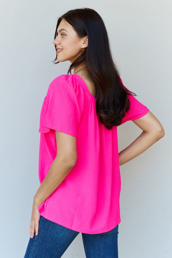 SALE! Fuchsia Square Neck Blouse