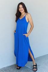 SALE! Good Energy Side Slit Pocket Maxi Dress - Royal Blue