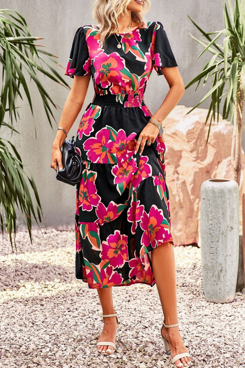 Floral Indulgence Pocketed Midi Dress | 2 Colors