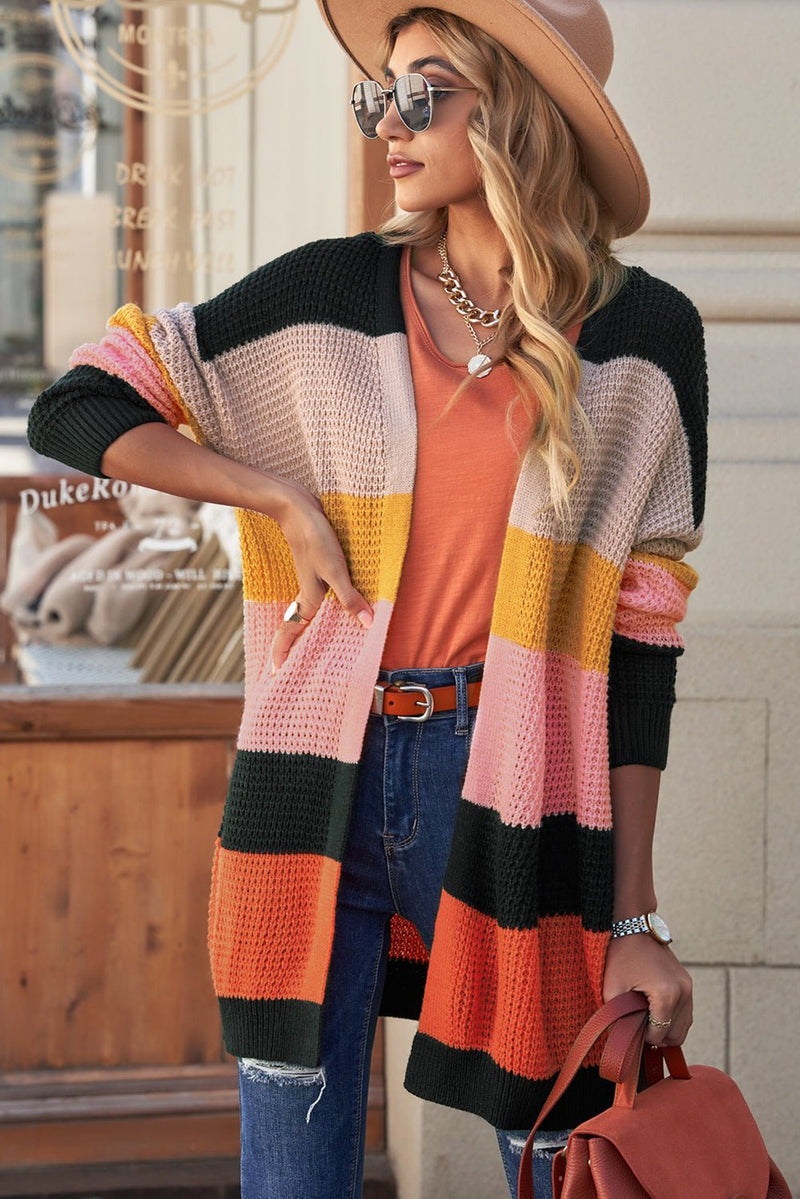 Hawaiian Sunrise Color Block Knit Cardigan *PRE-ORDER* - Black Feather