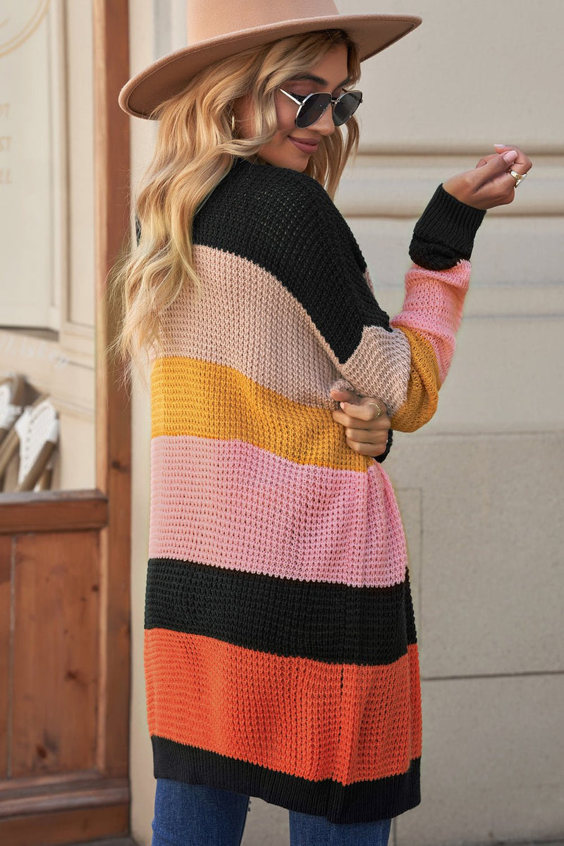 Hawaiian Sunrise Color Block Knit Cardigan *PRE-ORDER* - Black Feather