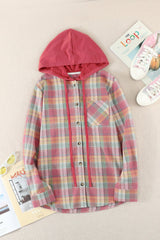 Plaid Drawstring Hooded Shirt Jacket **PRE-ORDER** - Black Feather