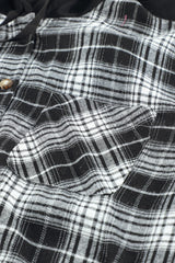 Plaid Drawstring Hooded Shirt Jacket **PRE-ORDER** - Black Feather