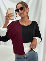 Triple Threat Triple Tone Color Block Dropped Shoulder Top *PRE-ORDER* - Black Feather